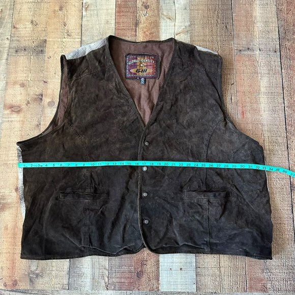 Mens G-III Global Identity Leather & Plaid Vest With Button Closure Size 5X - Picture 4 of 6